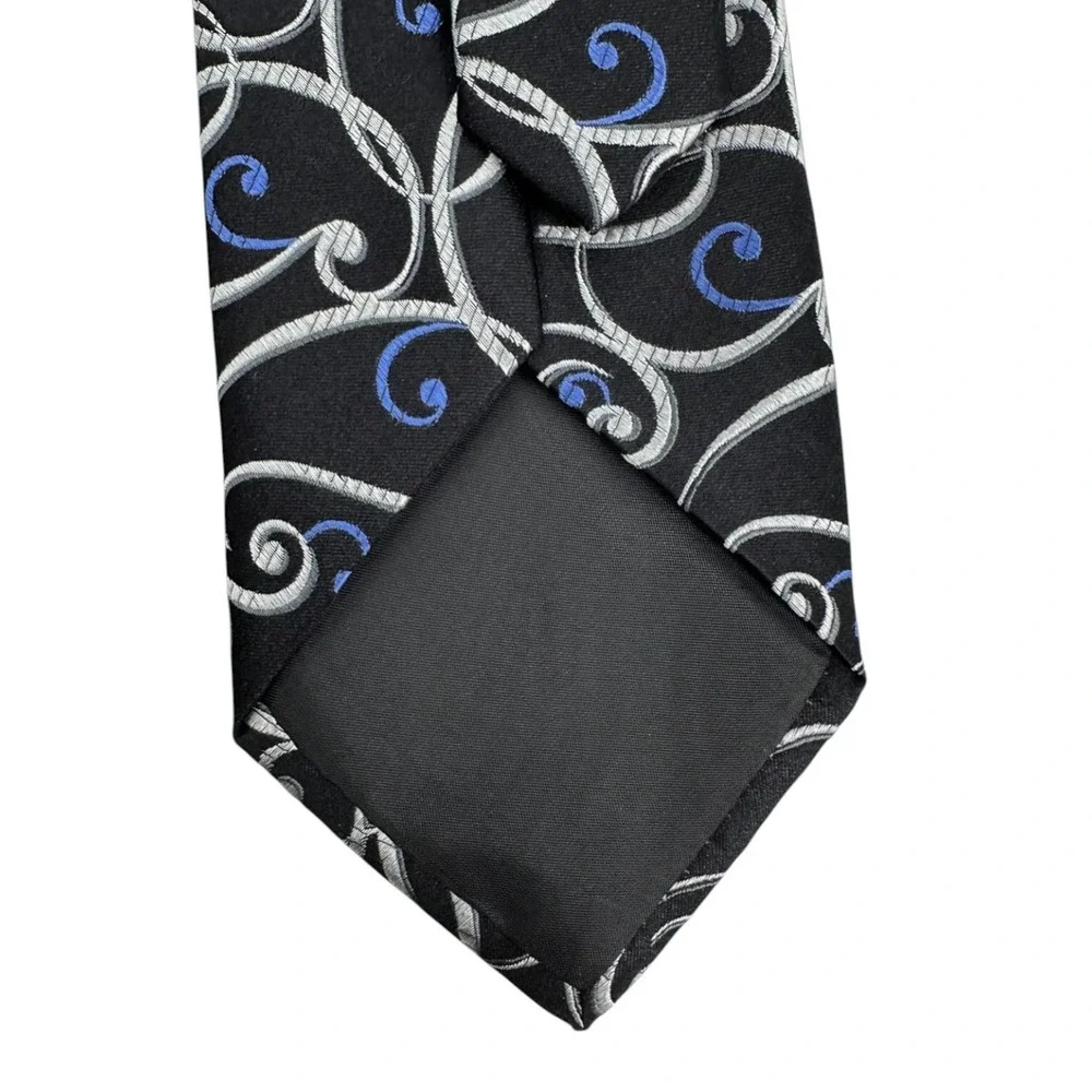 Van Heusen Men's Designer Black Geometric Swirl Novelty Neck Tie 100% Silk